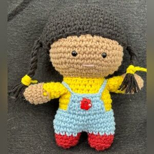 Handmade Crochet Doll with Overalls